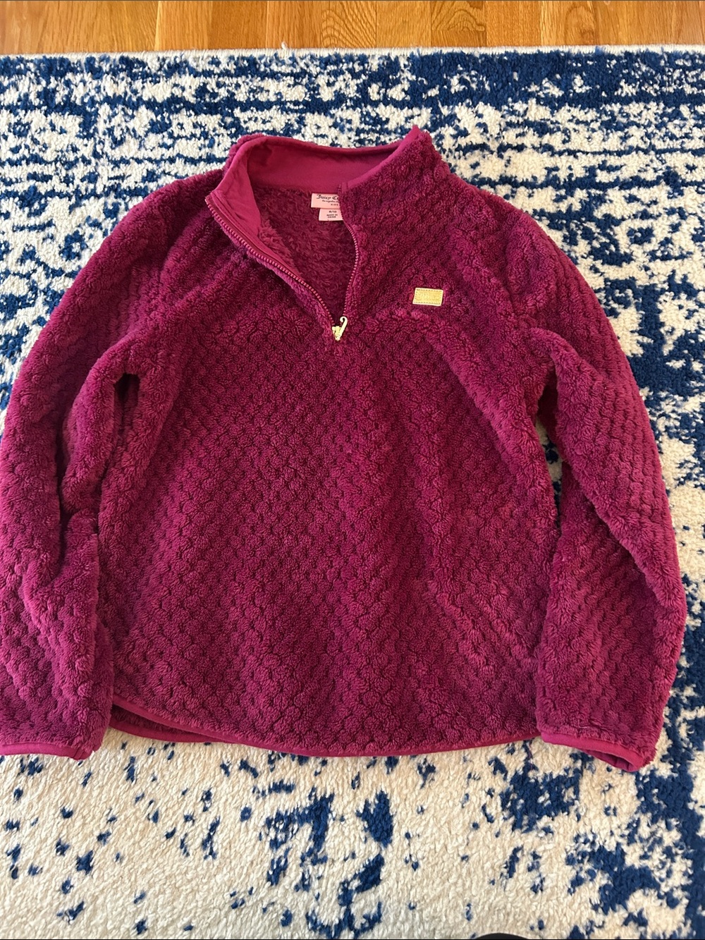 Juicy Couture Fuchsia Plush Quarter-Zip Sweater